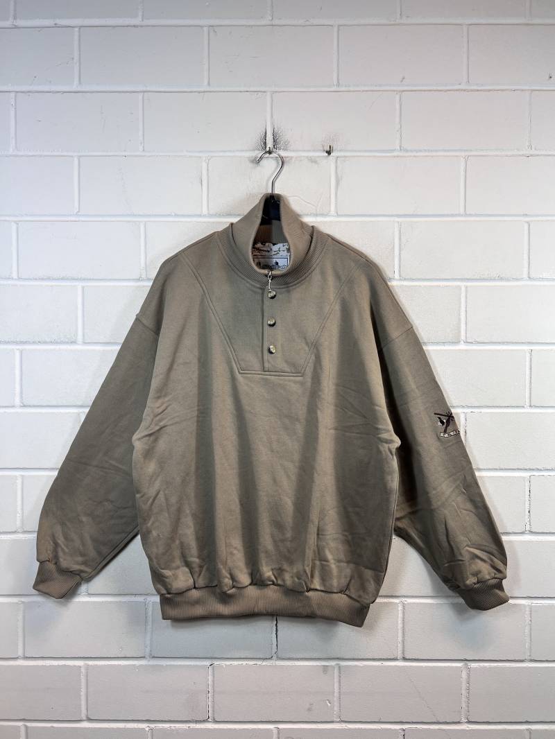 Vintage Sweatshirt Size L - Xl Sweater Pullover Quarter Buttons Zipper Rollneck 90S von VintageGoereBerlin