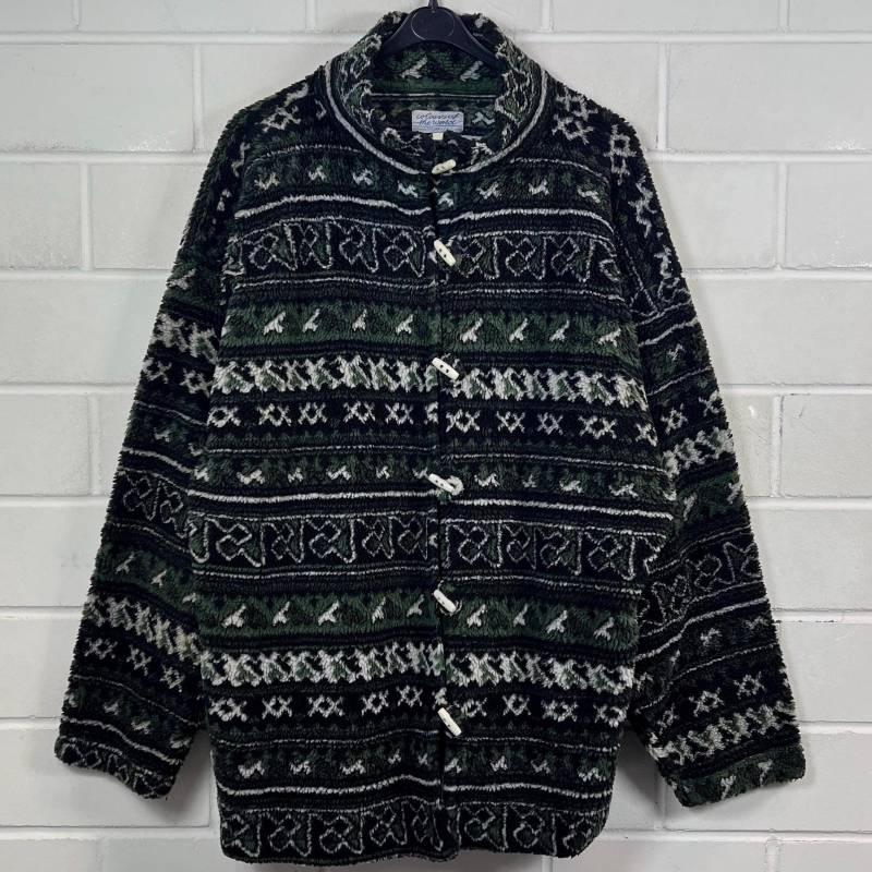 Vintage Teddy Fleece Jacket Size L - Xl Crazy Pattern Teddyfleece Fleecejacke 80S 90S von VintageGoereBerlin