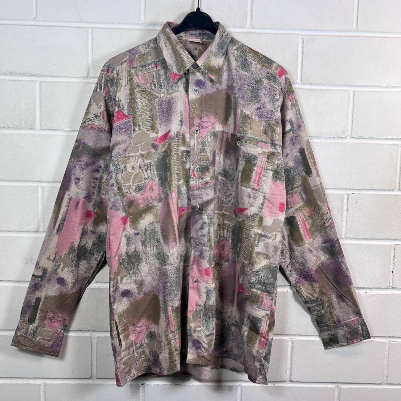 Vintage Viscose Shirt Size Xl - Xxl Crazy Pattern Hemd Langarm Longsleeved 80S 90S von VintageGoereBerlin