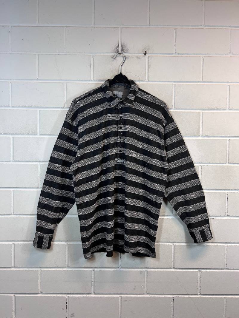 Vintage Wit Boy Shirt Size M - L Hemd Stripes Half Buttons 80S 90S von VintageGoereBerlin