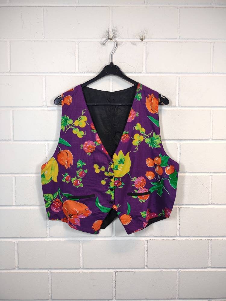 Vintage Women Size L/xl Crazy Pattern Viscose Vest Weste Festival Hippie 80S 90S von VintageGoereBerlin