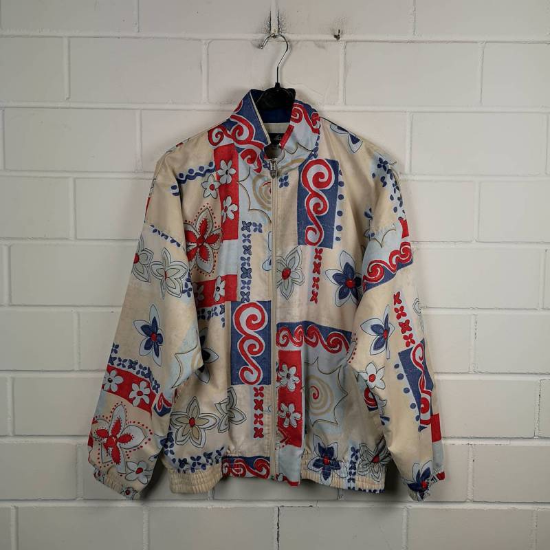 Vintage Women Size M/L Crazy Pattern Windbreaker Jacket Jacke Übergang 80S 90S von VintageGoereBerlin