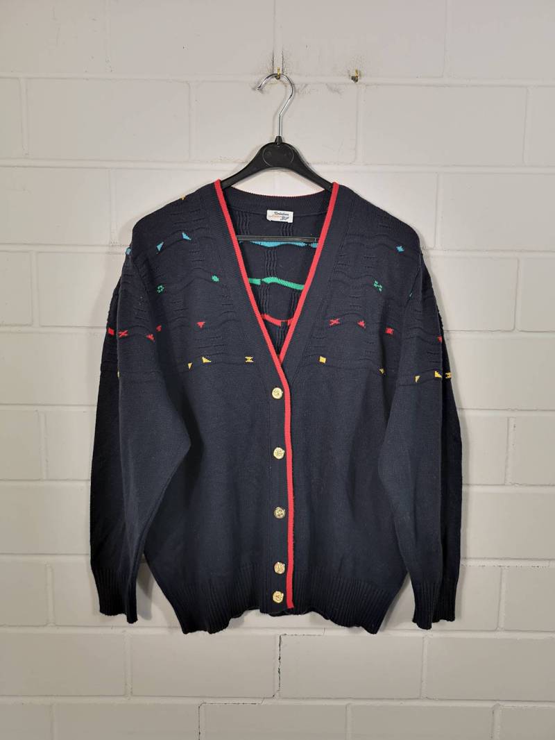 Vintage Women Size Xl Crazy Pattern Cardigan Jacket Strickjacke 80S 90S von VintageGoereBerlin