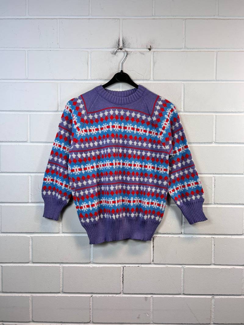 Vintage Women Size Xs/S Crazy Pattern Knit Sweater Pullover 80S 90S von VintageGoereBerlin