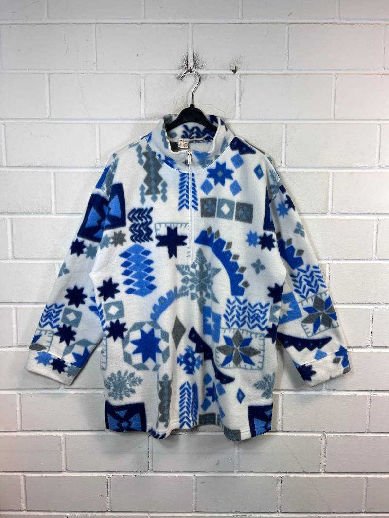 Vintage Women's Size Xl Crazy Pattern Fleece Sweater Fleecepullover Halfzip 90S von VintageGoereBerlin