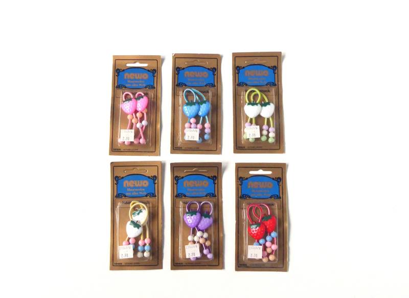 80Er Haargummi Gummiband "Erdbeere" Auswahl Neu von VintageGoodsLovers