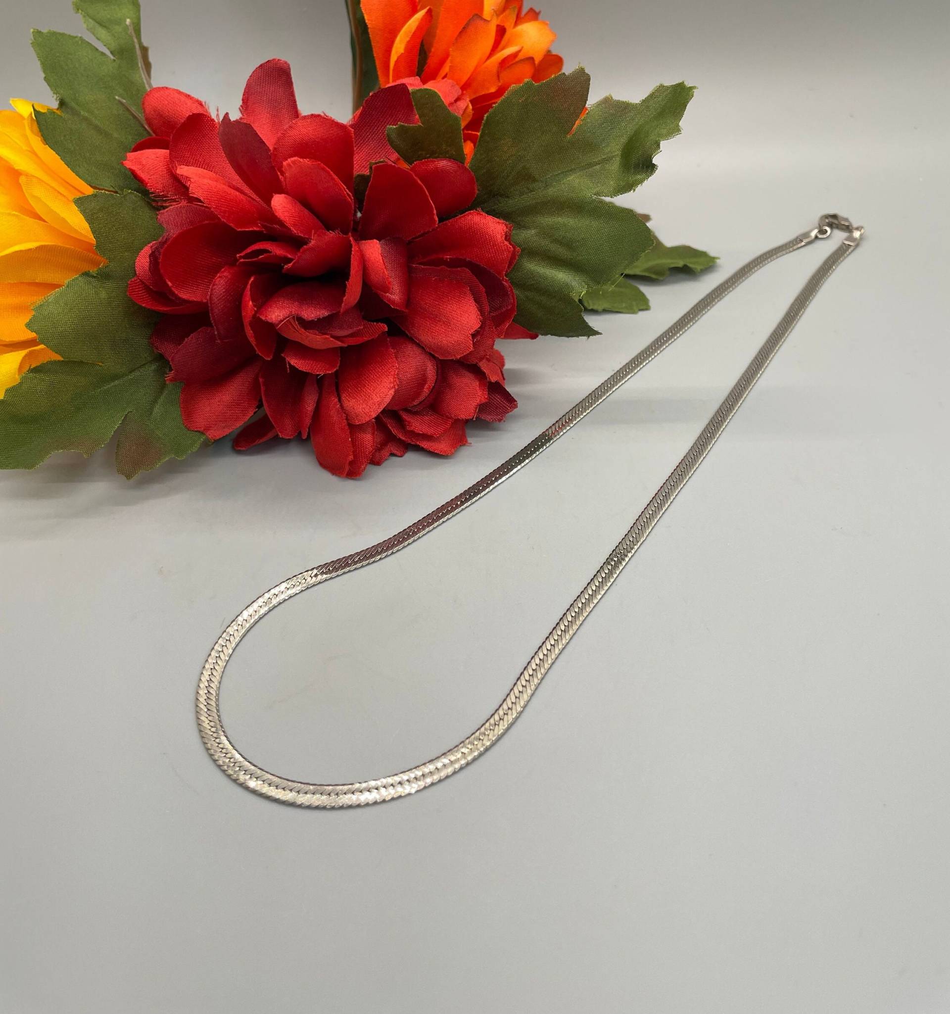 Vintage Sterling Silber Fischgrät 20" Halskette von VintageHarmoni