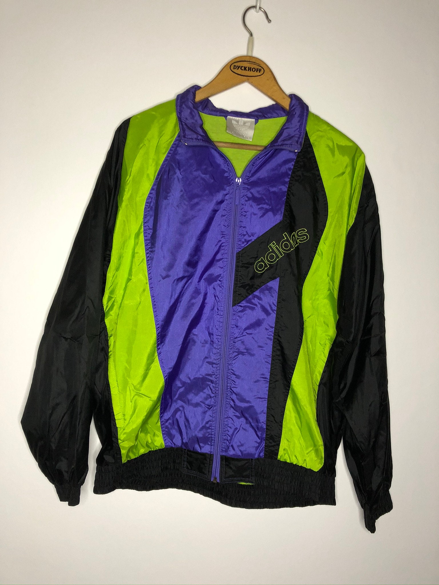 Vintage Adidas Jacke Gr. L | Retro Trainingsjacke Oversize Überziehjacke Abstraktes Muster 90S Leichte Oldschool Outdoorjacke von VintageHausDE