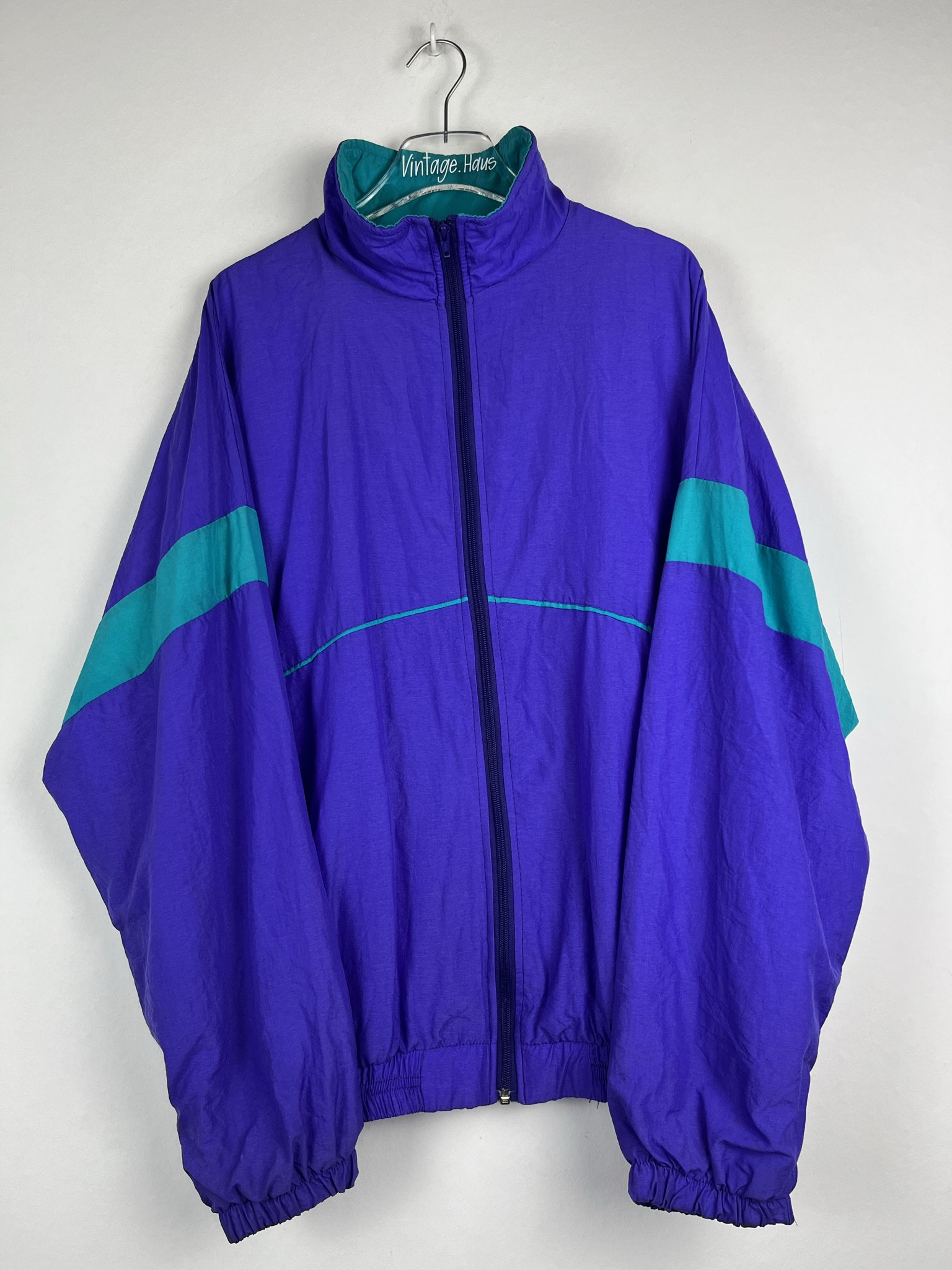 Vintage Jacke Gr. Xl | Retro Trainingsjacke Oversize Überziehjacke Abstraktes Muster 90S Leichte Oldschool Outdoorjacke von VintageHausDE