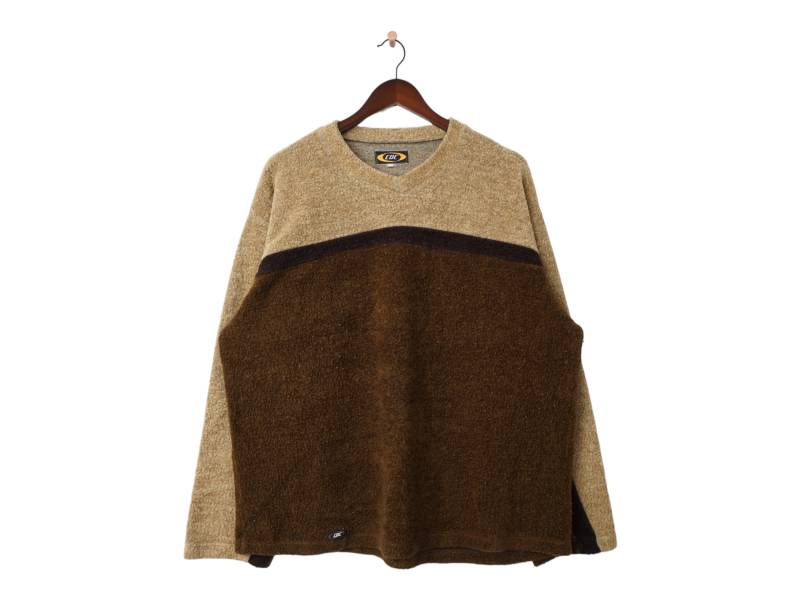 Vintage Cdc Y2K V-Ausschnitt Fleece Pullover Größe L von VintageHouseBerlin