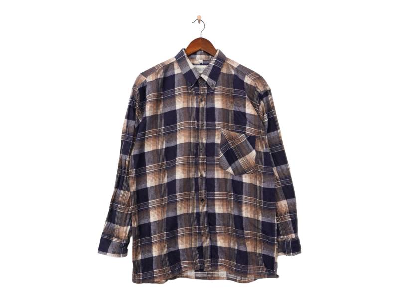 Vintage Pierre Leon Langarm Flanellhemd Größe L von VintageHouseBerlin