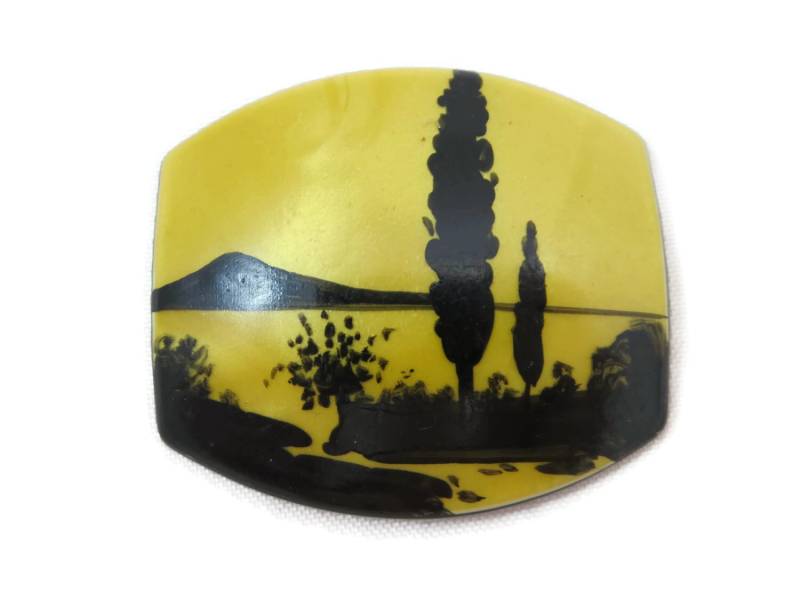 Gemalte Silhouette Brosche - Gelb Schwarz Lucite Gemalte Silhouette Brosche - Gelb Schwarz Lucite von VintageInBloom