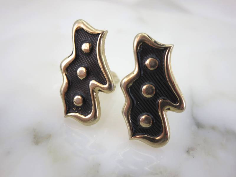 Vintage Mid Century Modern Gold Ton Manschettenknöpfe - Texturierte Herren Accessoires von VintageInBloom