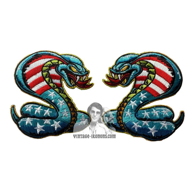 Dirty Donny Stars & Stripes Cobra Aufnäher Zum Aufbügeln Links Und Rechts Im Set von VintageIronOn