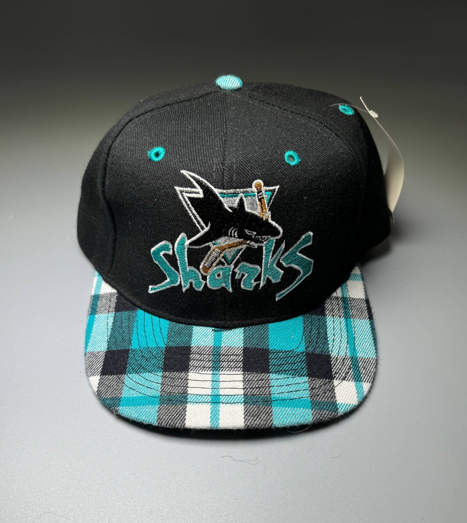 Annco Cap San Jose Haie Vintage Snapback 90Er Jahre Nhl Hockey Plaid Tartan Profi Model Otto Deadstock Nwt von VintageJamCZ