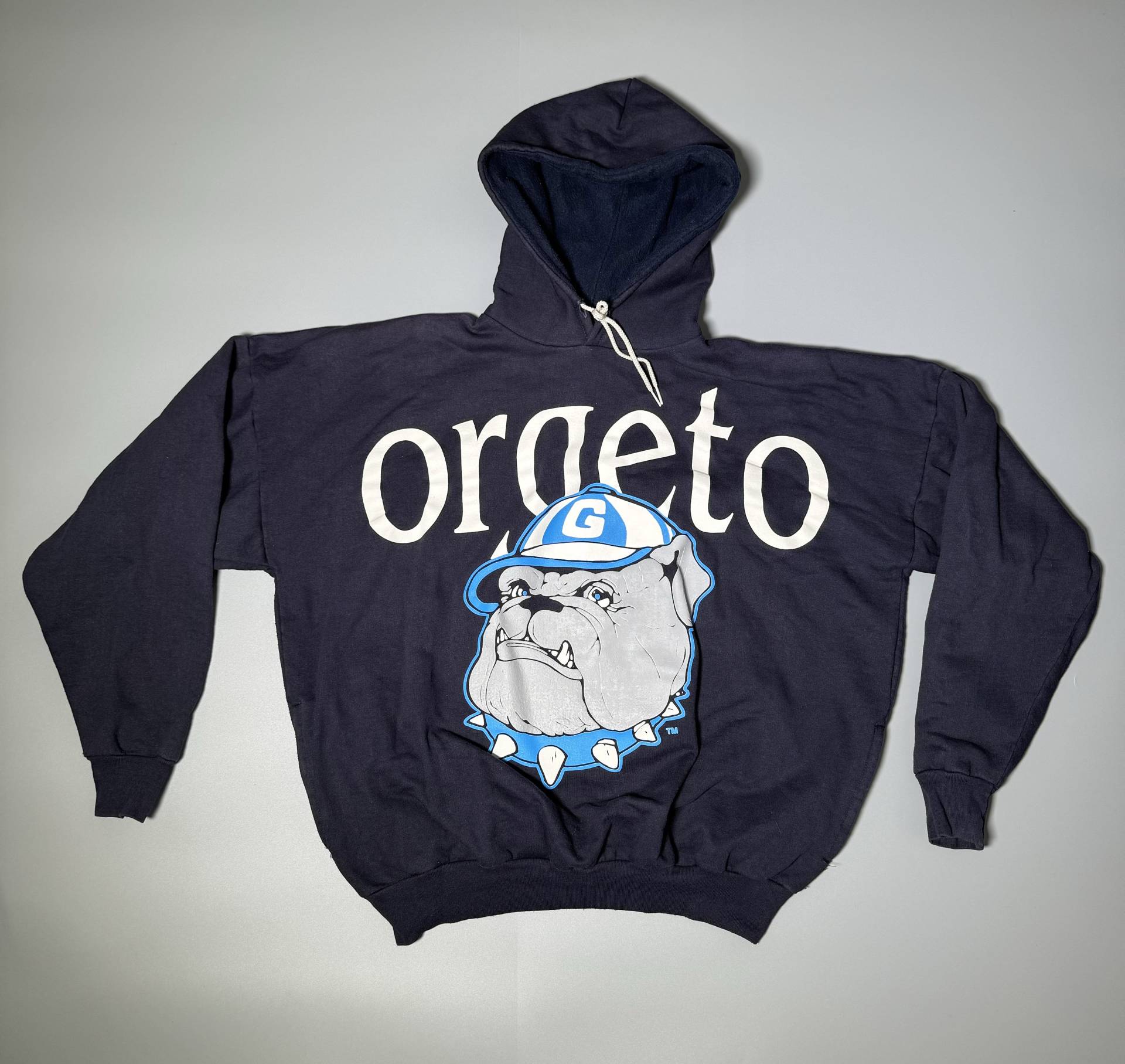 Georgetown Hoyas Sweatshirt Nickelfreie Baumwolle Vintage Ärmel Spelout Calhoun Drucke 90Er Jahre Hoodie Made in Canada Size L von VintageJamCZ