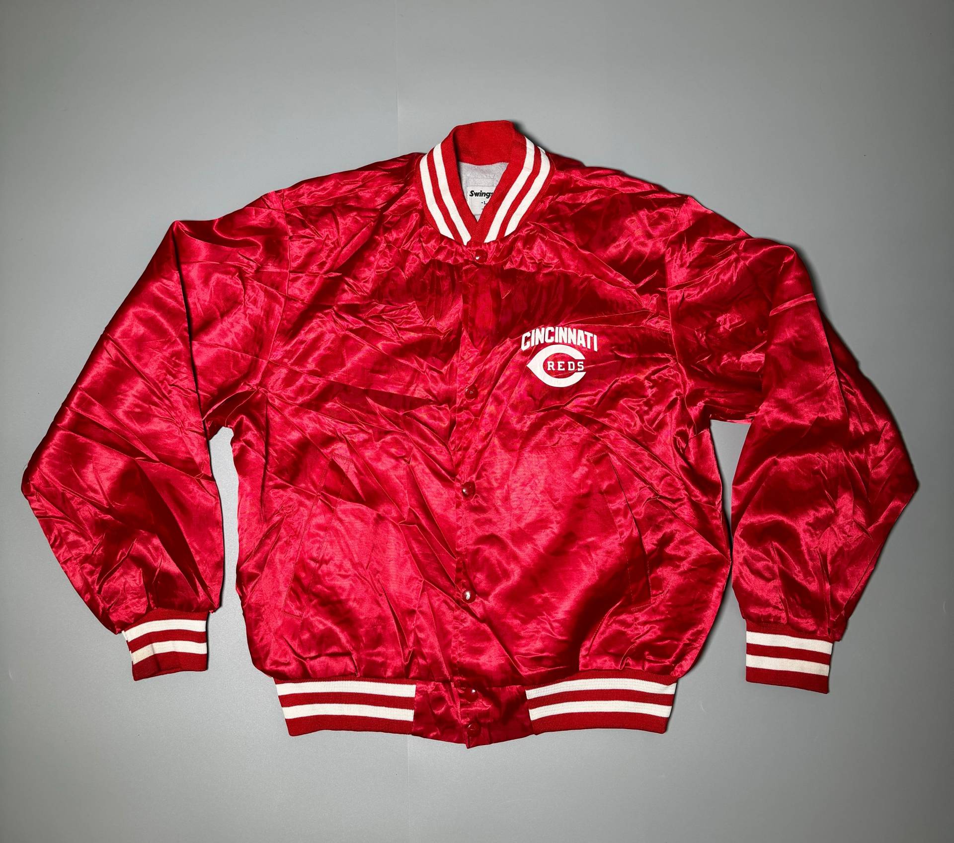 Swingster Jacke Vintage Cincinnati Reds Mlb Rare 80S Varsity Satin Bomber Made in Usa Size L von VintageJamCZ