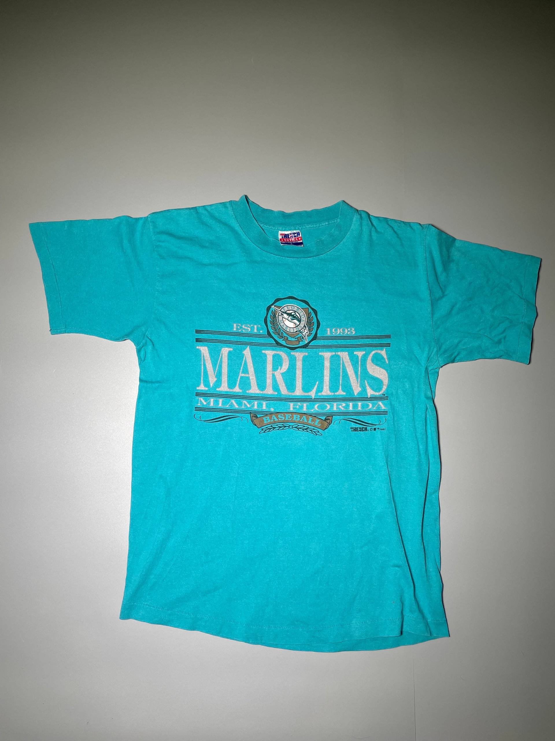 Trench Florida Marlins T-Shirt Vintage 1992 Mlb 90Er Single Stitch Baseball Made in Usa Sz L von VintageJamCZ
