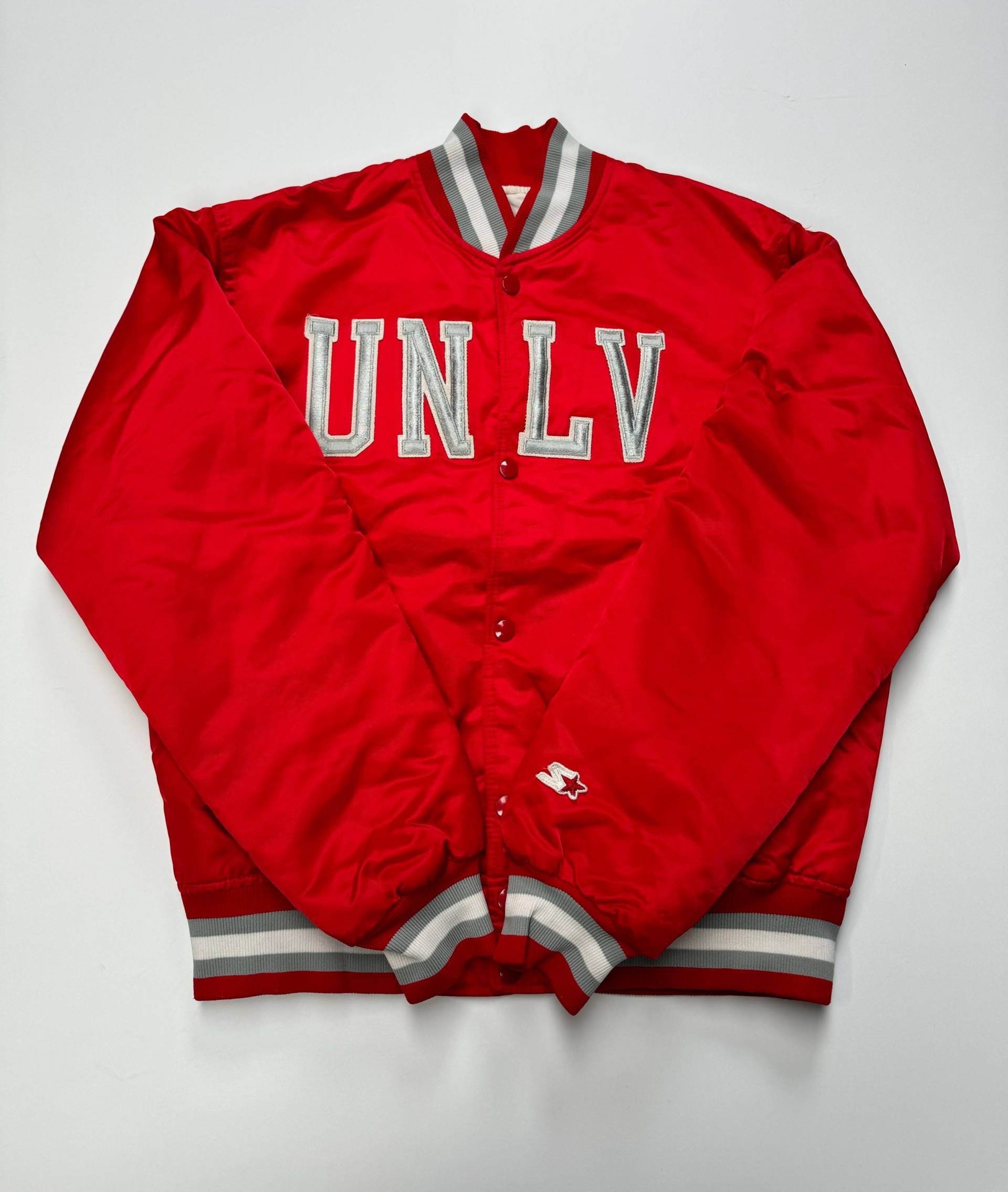 starter Jacke Unlv Runnin Rebels Navy Satin Varsity Bomber Vintage 90S Made in Usa Sz M von VintageJamCZ
