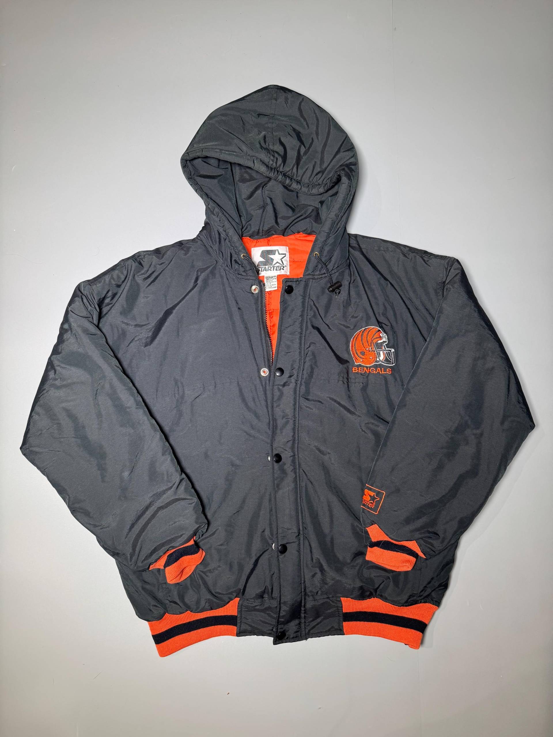 starterjacke Cincinnati Bengals Nfl Pro Line Football Full Zip Buffer Kapuze Schwarz Orange Made in Macau Gr. M von VintageJamCZ