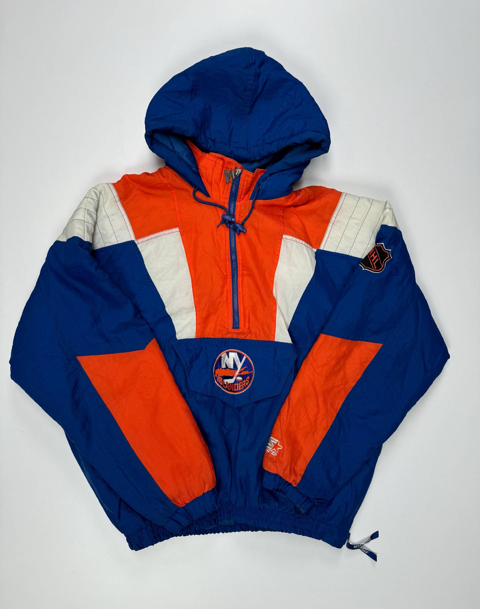 starterjacke New York Islanders Nhl Autentic Kugelfisch 1/4 Zip Mit Kapuze Blau Orange Selten Made in Korea Gr. Xl von VintageJamCZ
