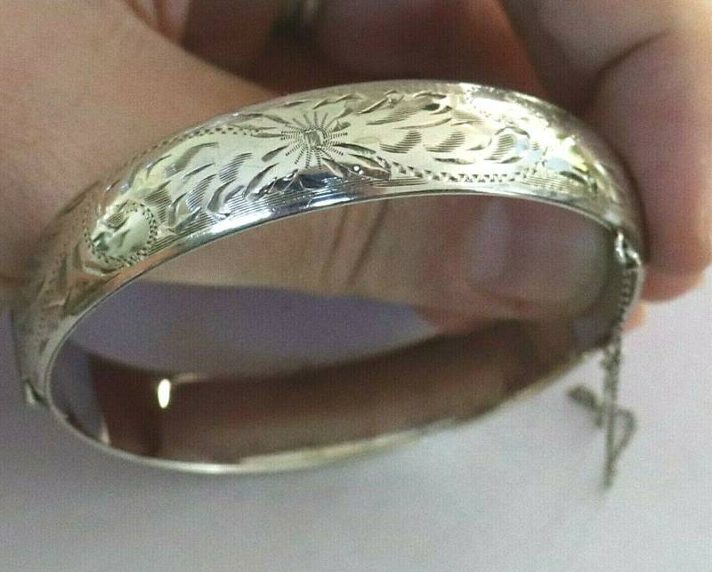 Vintage C1950 Sterling Silber Blumen Armreif Armband Hallmarks Mod Retro Atomic von VintageJewelleryCo