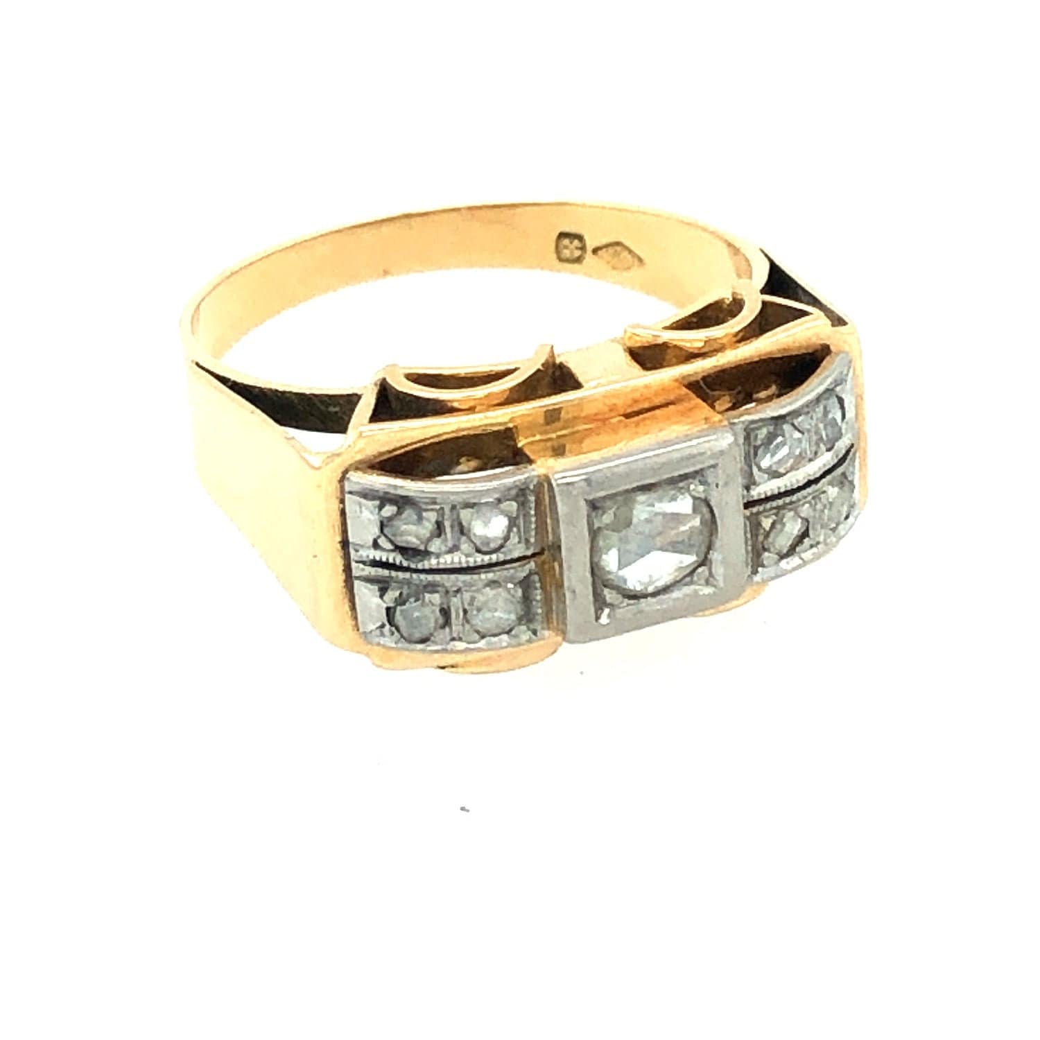 14K Gold Ring Mit Rosenschliff Diamanten von VintageJewelleryCoUK