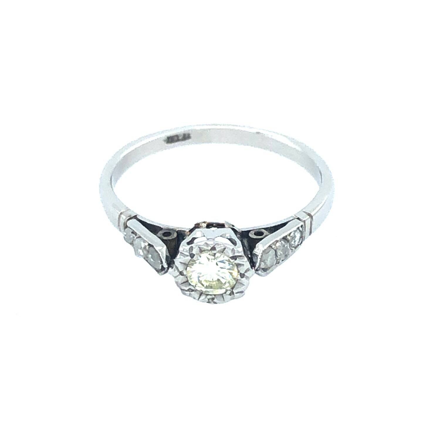 18K Weißgold Und Diamant Antiker Ring, Verlobungsring, Stapelring 18K Weißgold Und Diamant Antiker Ring, Verlobungsring, Stapelring von VintageJewelleryCoUK