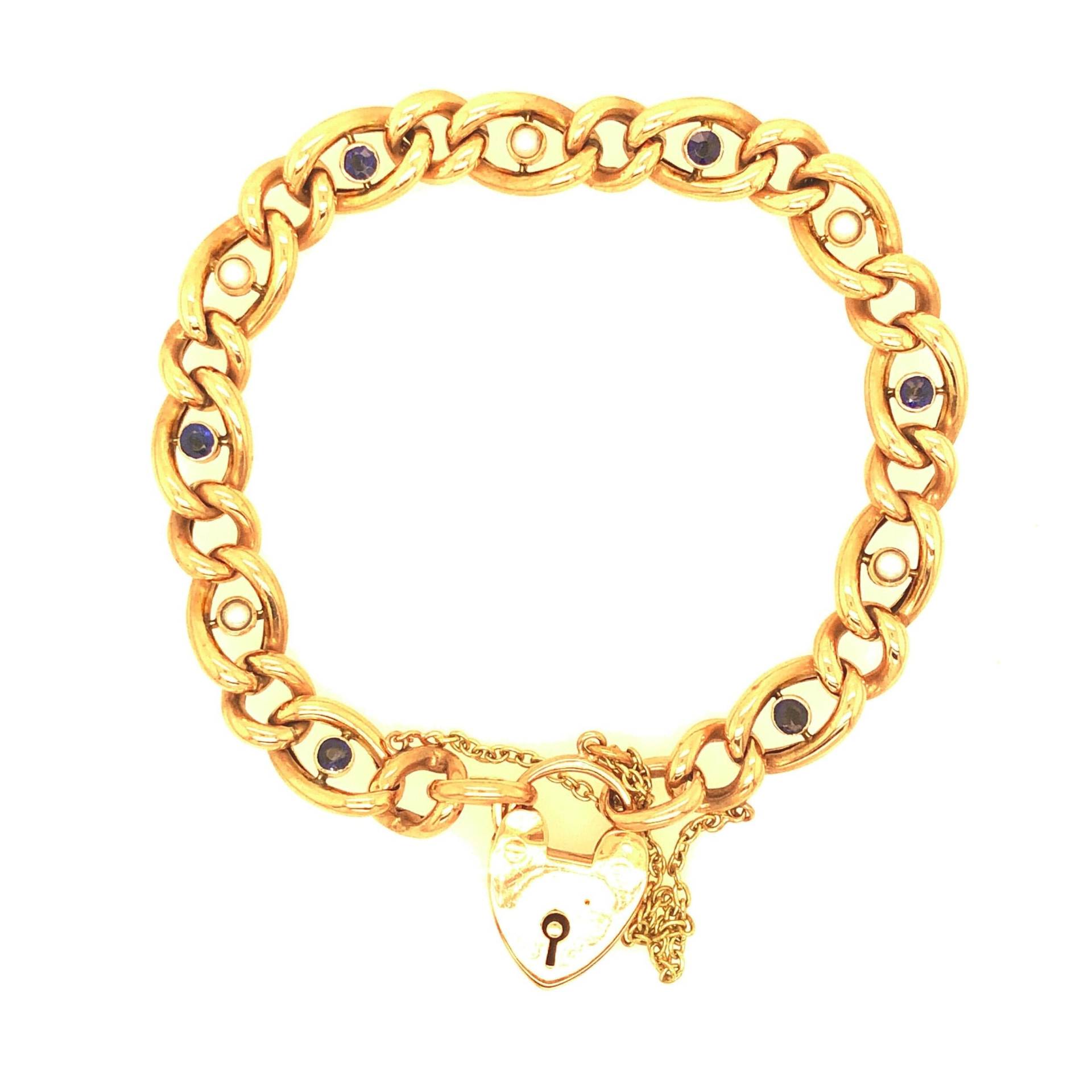 9K Gold Antik Armband Set Mit Saphire Und 9K Gold Antik Armband Set Mit Saphire Und von VintageJewelleryCoUK