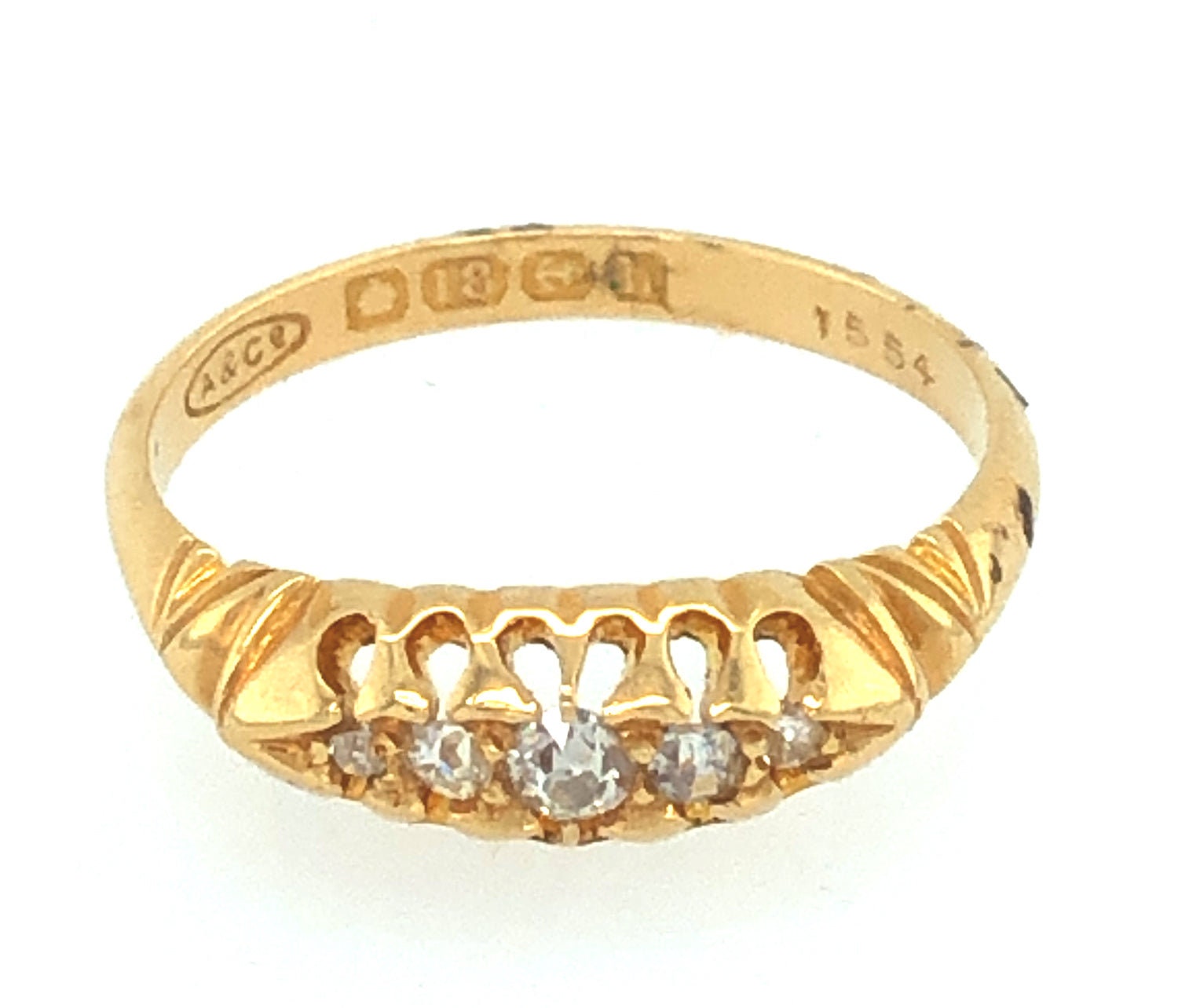 Edwardian Fünf-stein-Diamant Antiker Ring Edwardian Fünf-stein-Diamant Antiker Ring von VintageJewelleryCoUK