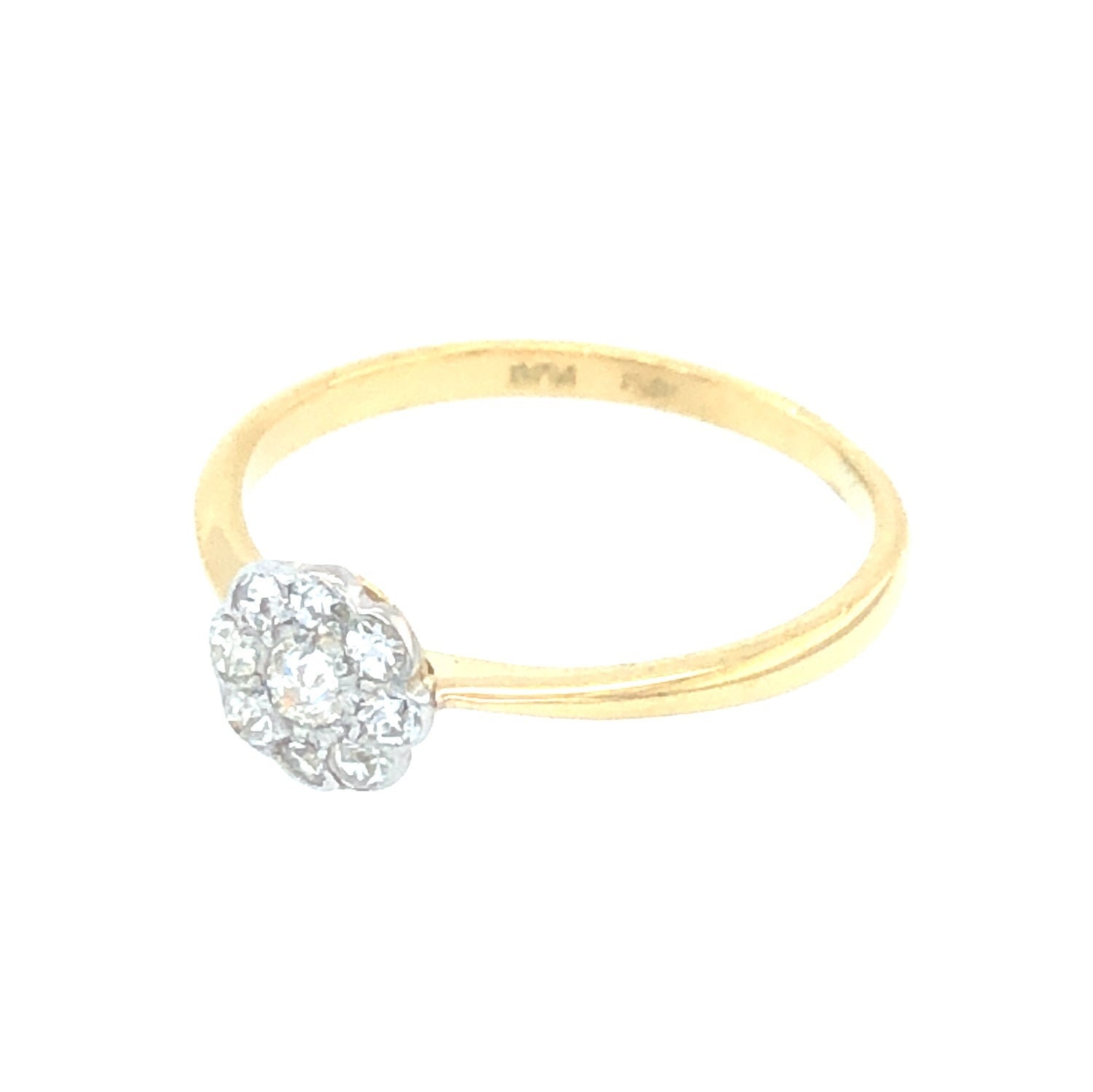 Gold, Platin & Diamant Daisy Cluster Antiker Ring von VintageJewelleryCoUK