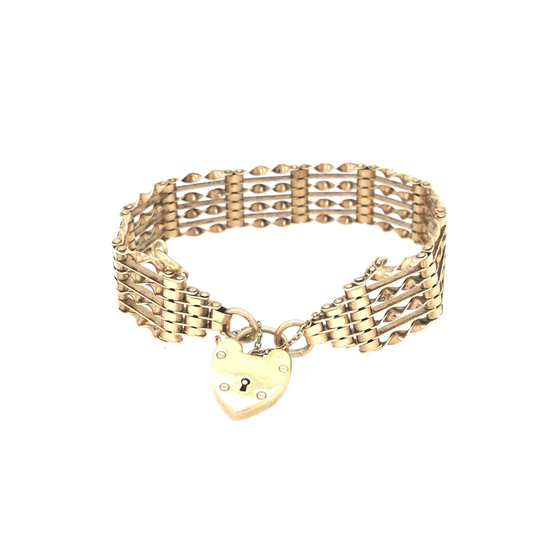 Mid-Century 9K Gold Vorhängeschloss Verschluss Tor Armband Mid-Century 9K Gold Vorhängeschloss Verschluss Tor Armband von VintageJewelleryCoUK