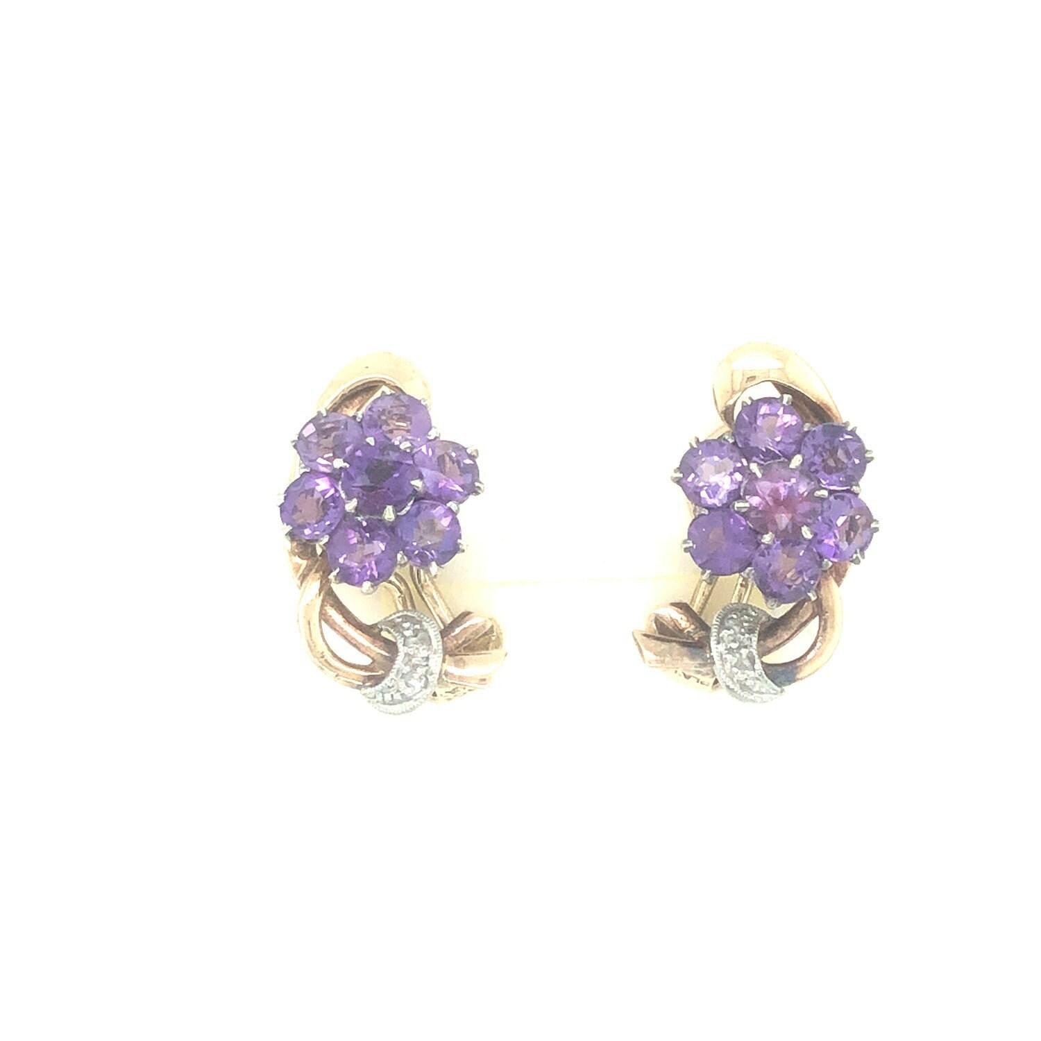 Mid Century Amethyst Und Rosenschliff Dimond Ohrringe von VintageJewelleryCoUK