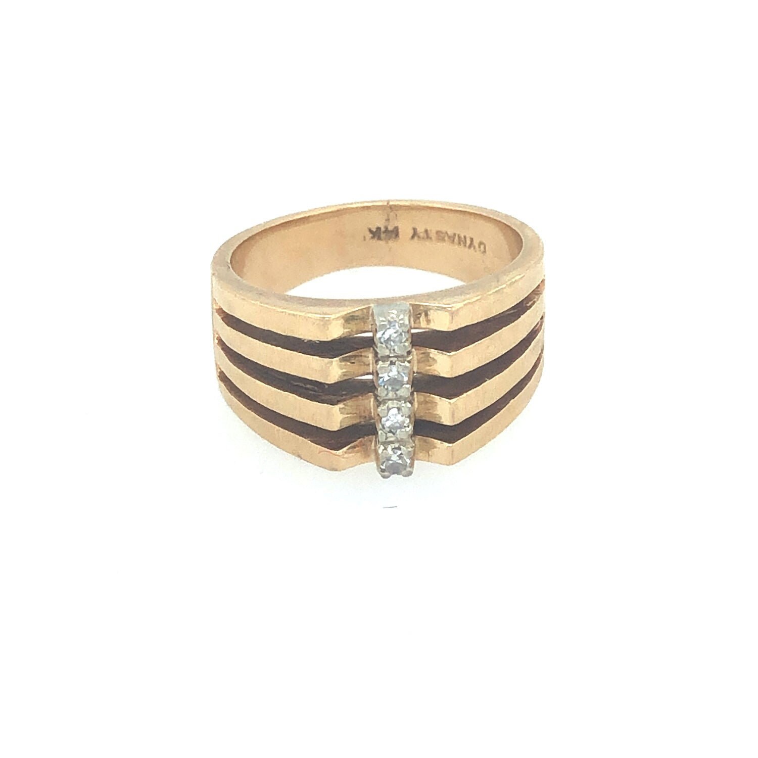 Modernist Ring Aus 14K Gold Mit Diamant von VintageJewelleryCoUK