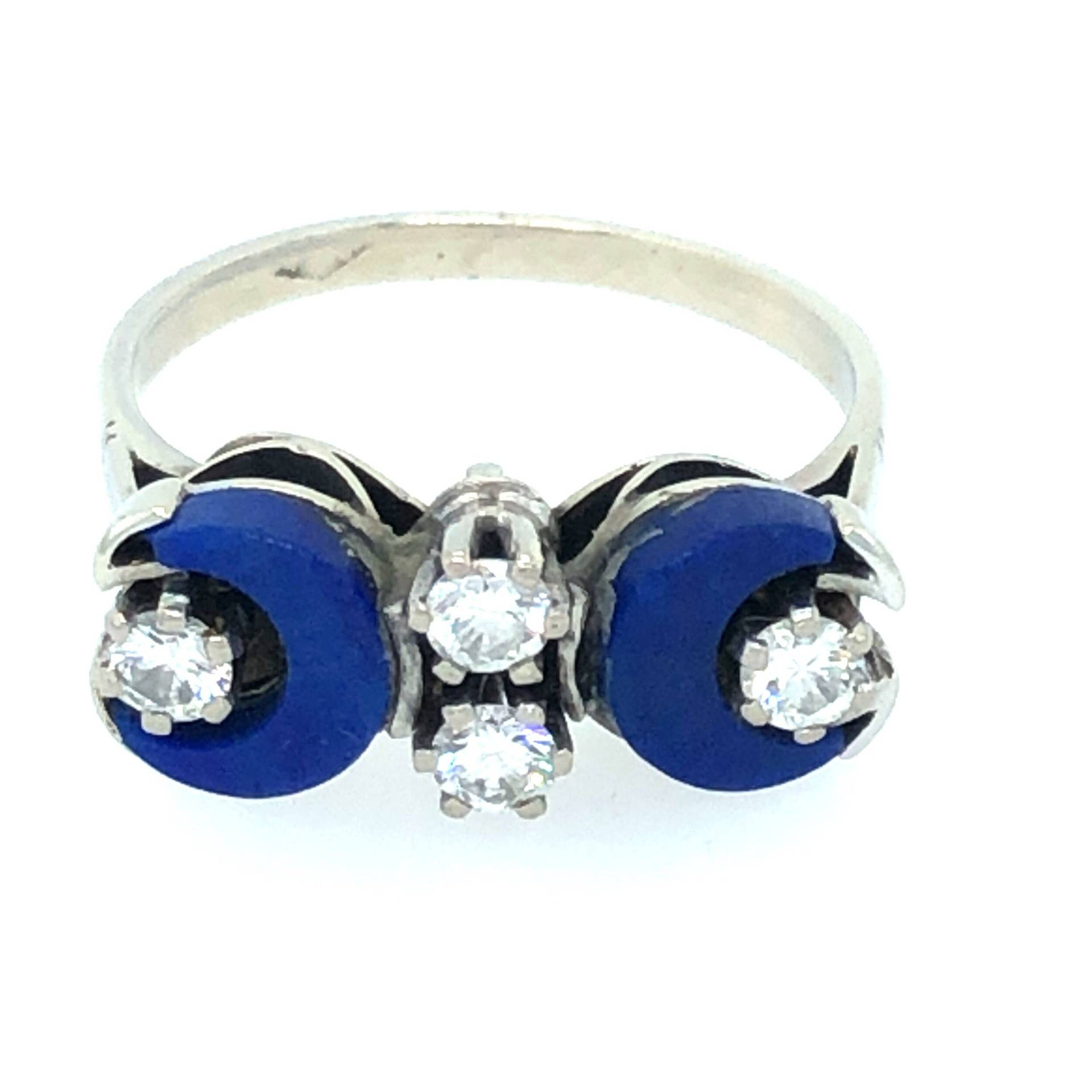 Vintage 1970Er Jahre Diamant Und Lapis Lazuli Ring von VintageJewelleryCoUK