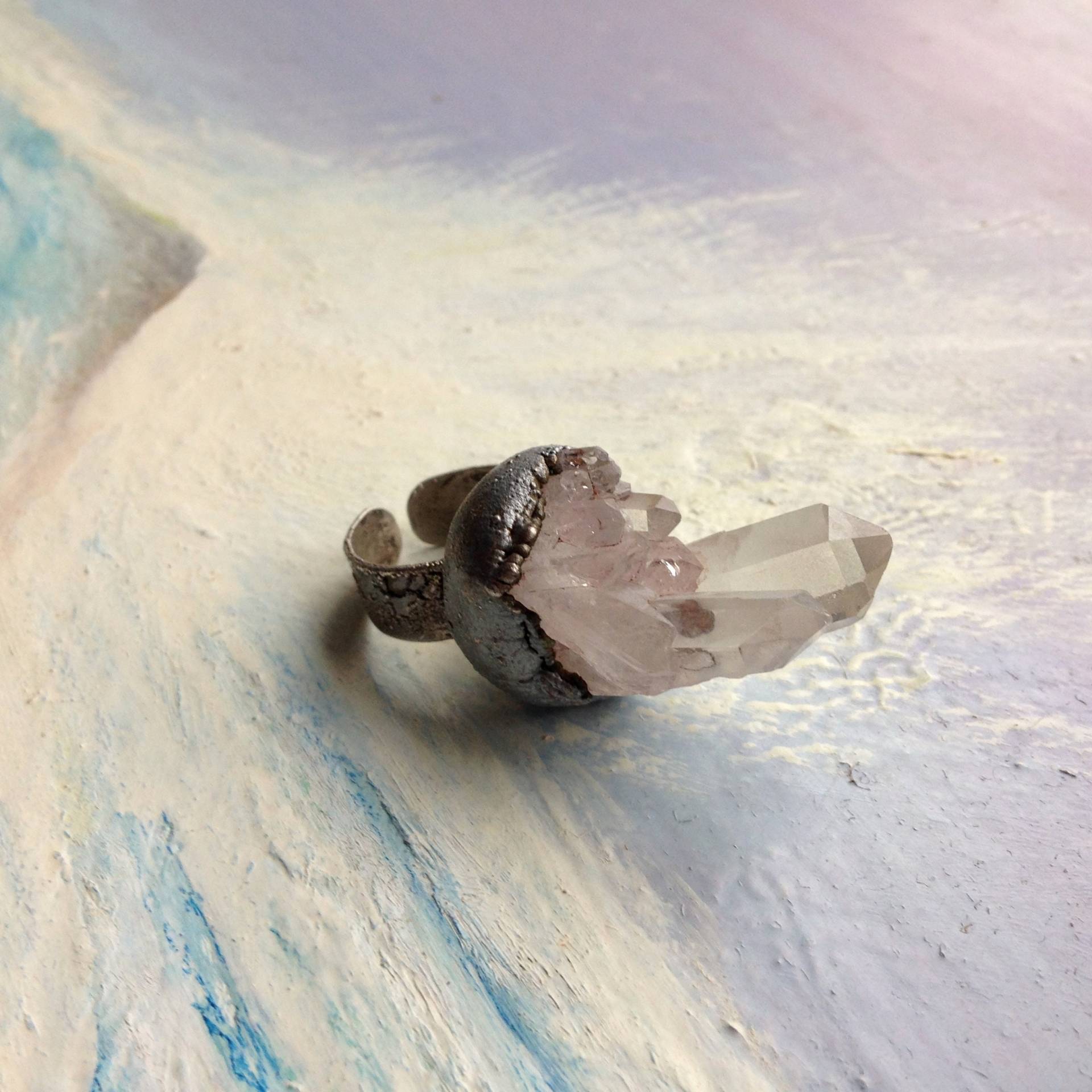 Bergkristall Ring Roh, Kristall Ring, Strassring, Silberring, Stein-Ring Bergkristall Ring Roh, Kristall Ring, Strassring, Silberring, Stein-Ring von VintageJewelry27