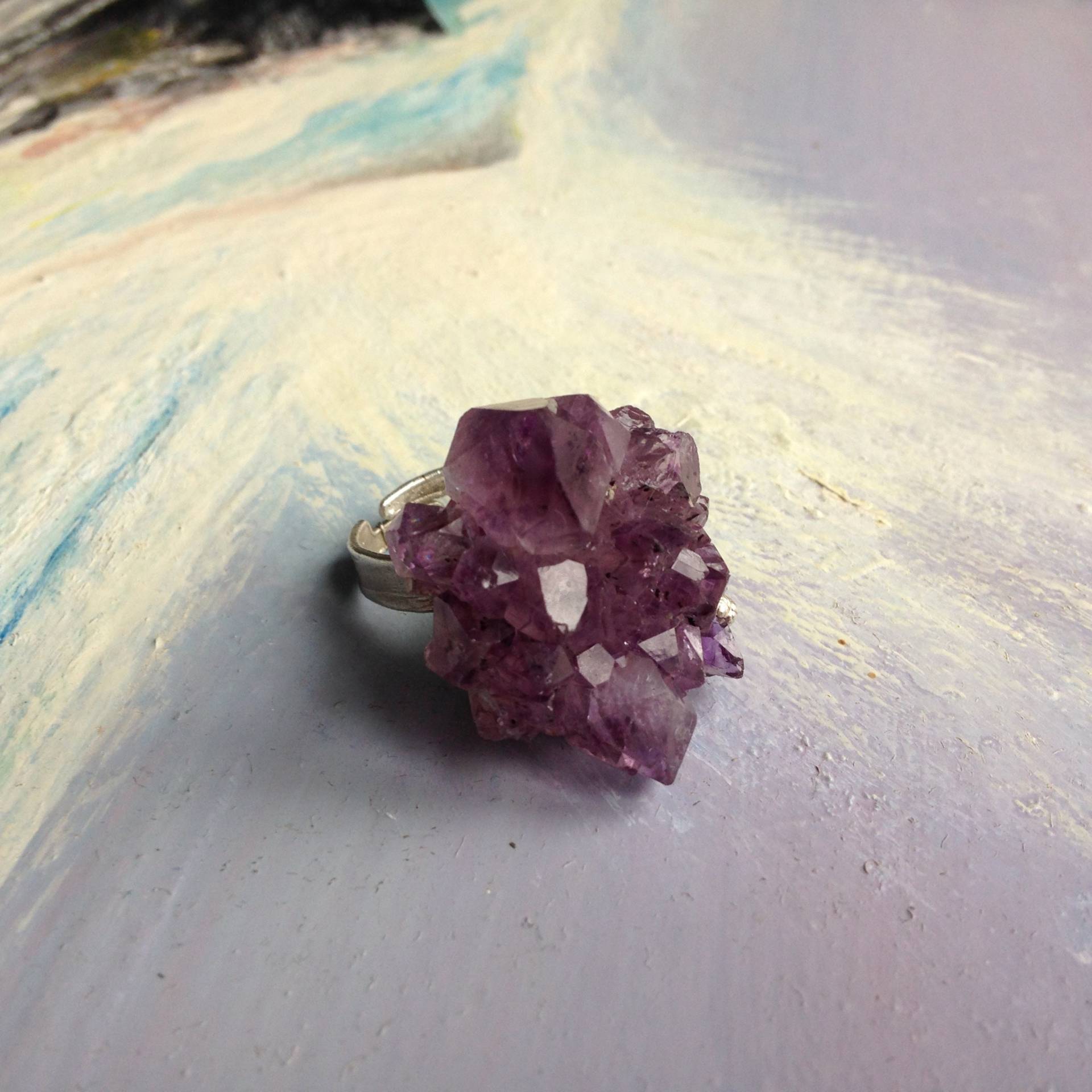 Roh Amethyst Ring, Silberring, Stein-Ring Roh Amethyst Ring, Silberring, Stein-Ring von VintageJewelry27