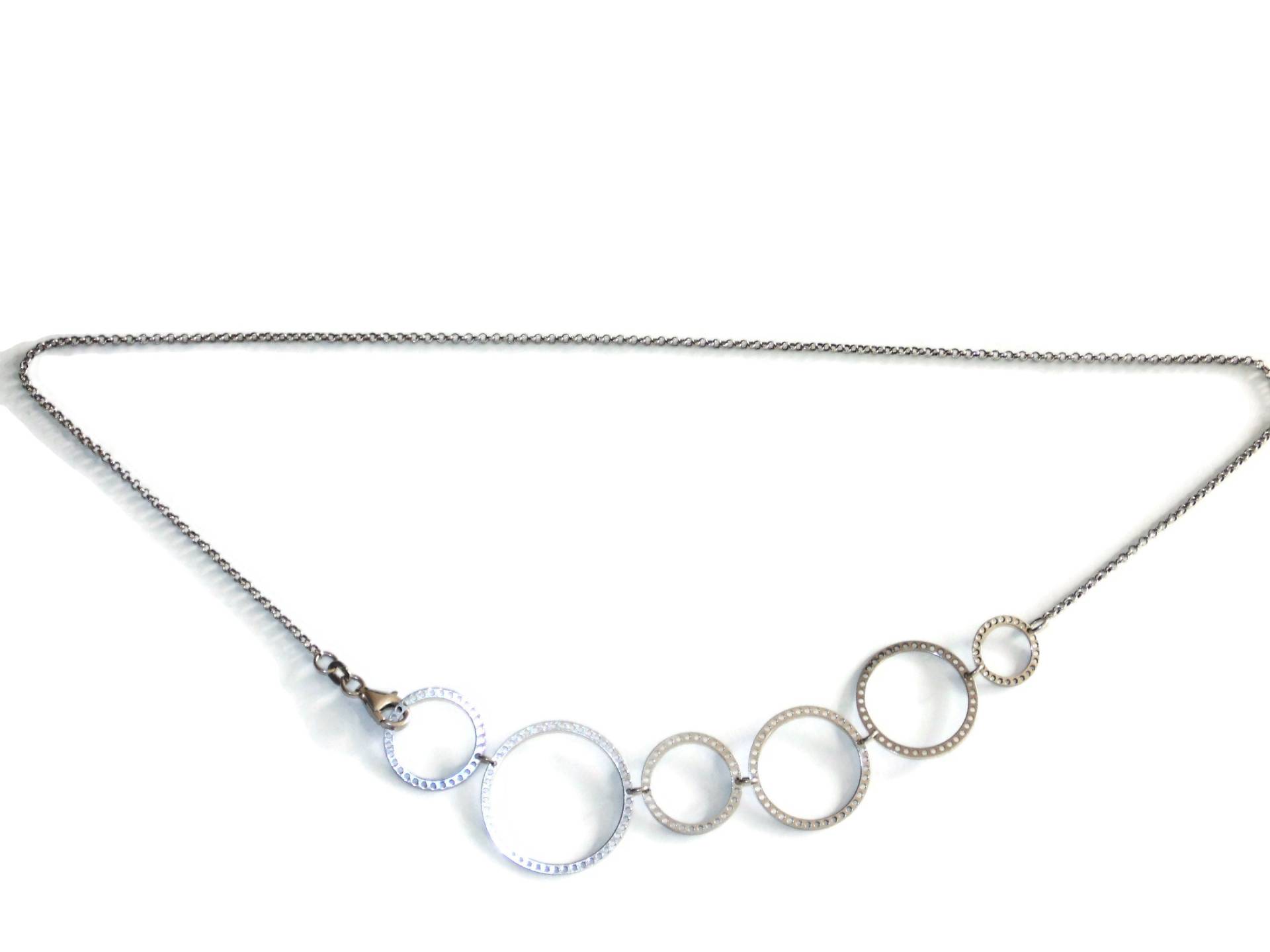 925 Vintage Nachlass Sterling Silber Zierliche Modernist Loops Front Bib Kette Halskette 20 "Long Schmuck Geburtstagsgeschenk Für Sie von VintageJewelryEden