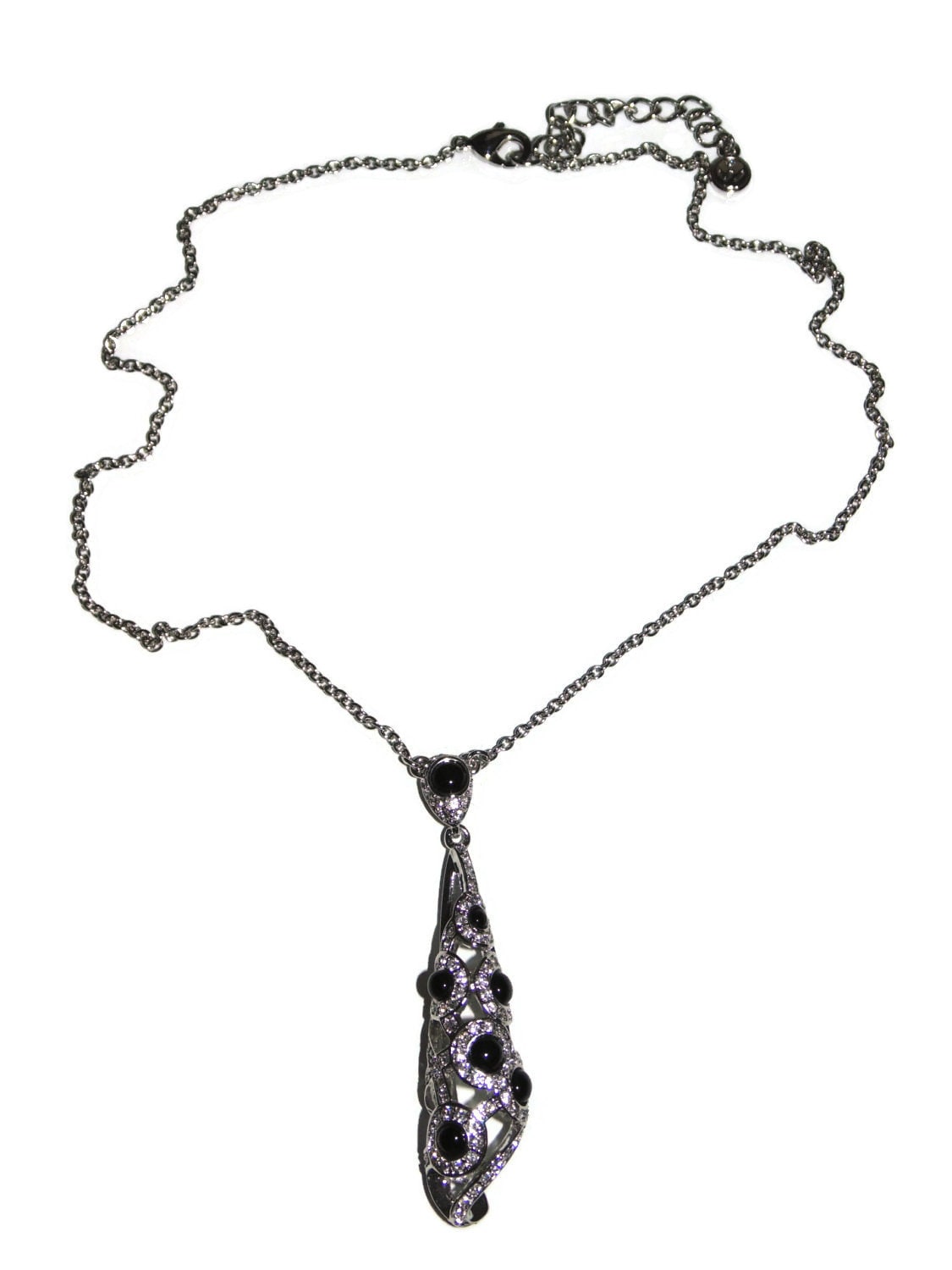 Estate Original Zertifikat Oliver Weber Kette Halskette Schwarz Weiß Tropfen Swarovski Steine Anhänger Gorgeous Schmuck Für Sie von VintageJewelryEden