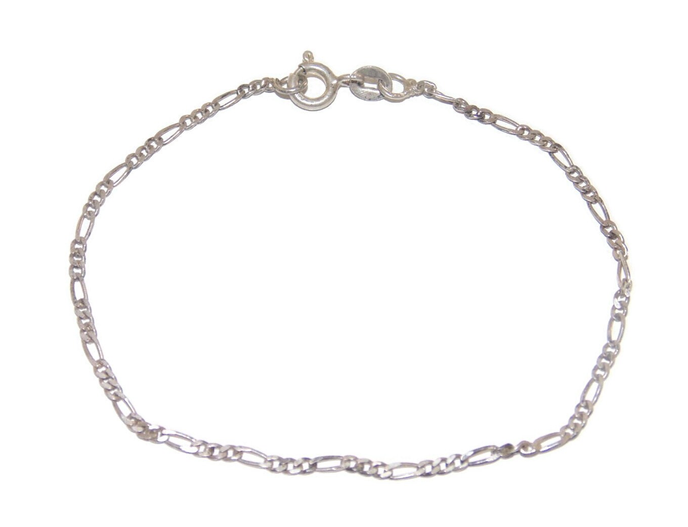 Verkauf Br703 + Vintage Estate Delicate Sterling Silber Figaro Links Kettenarmband 1 Gramm 7 "Lange 925 Schmuck Geschenk Für Sie von VintageJewelryEden