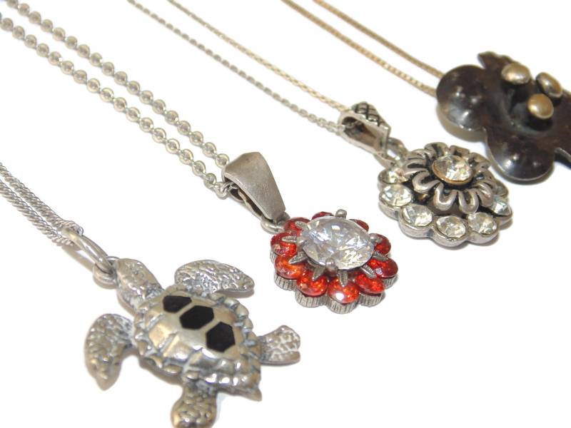 Vintage .925 Sterling Silber Anhänger Schildkröte Oder Strass Blume von VintageJewelryEden