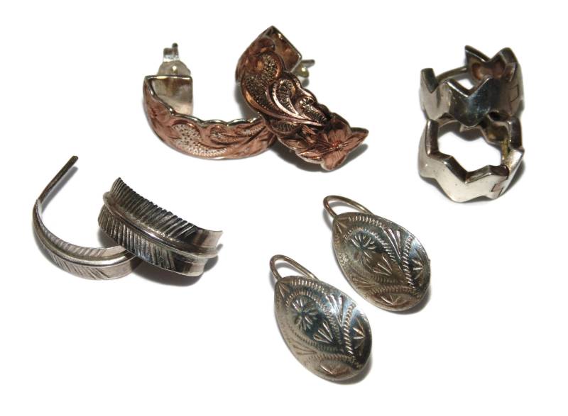 Vintage 925Er Silber Ohrringe Kreolen Mit Floralem Muster von VintageJewelryEden