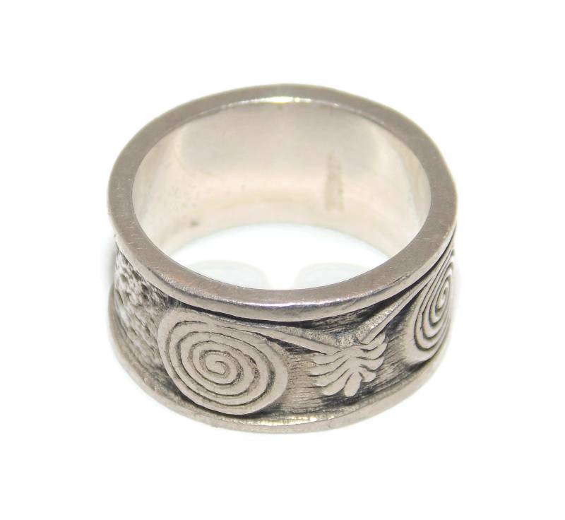 Vintage Bandring, Verzierter Bandring Aus Sterlingsilber, Handgefertigt von VintageJewelryEden