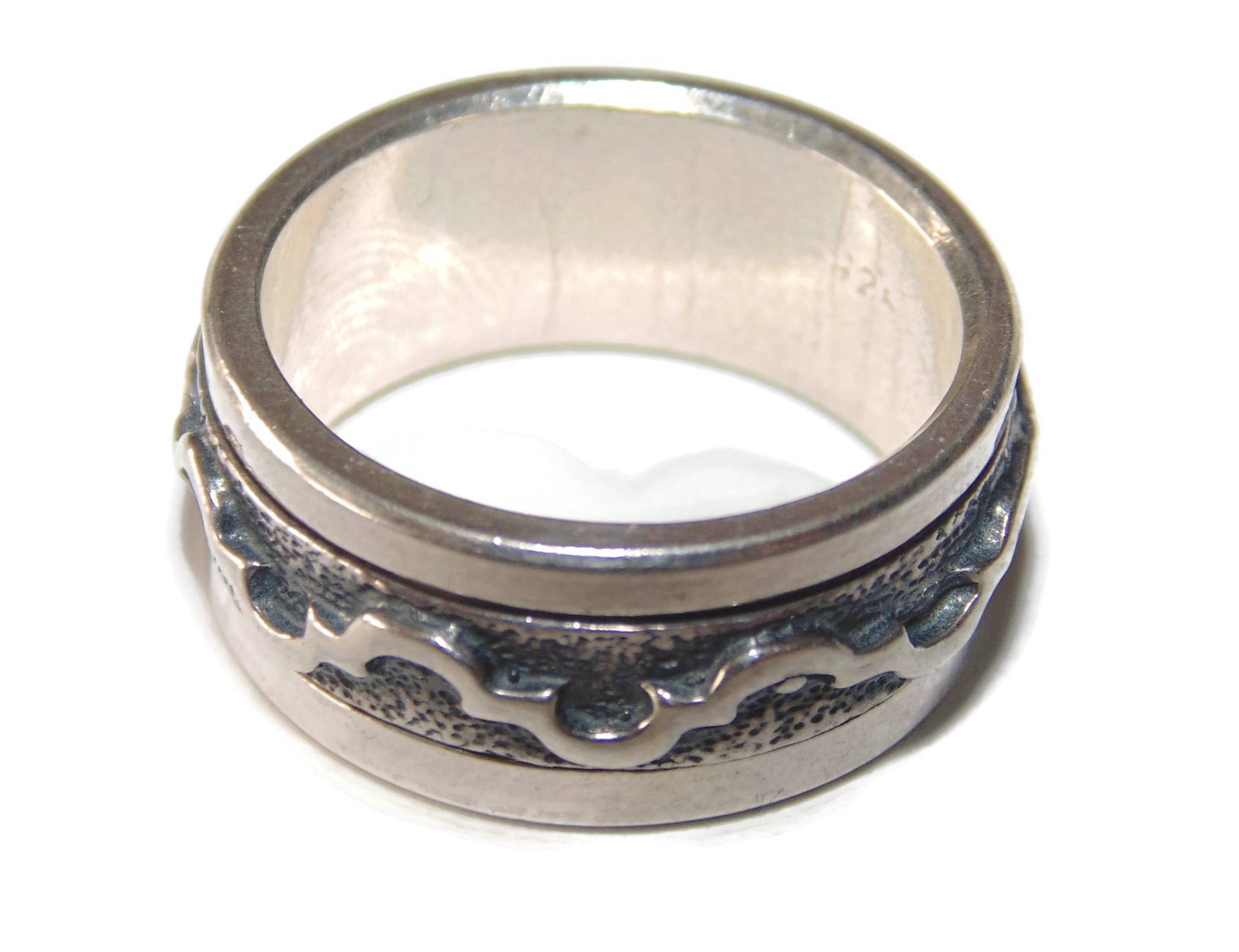 Vintage Estate Herren Rocker Biker Spinner Symbole Sterling Silber Band Ring von VintageJewelryEden