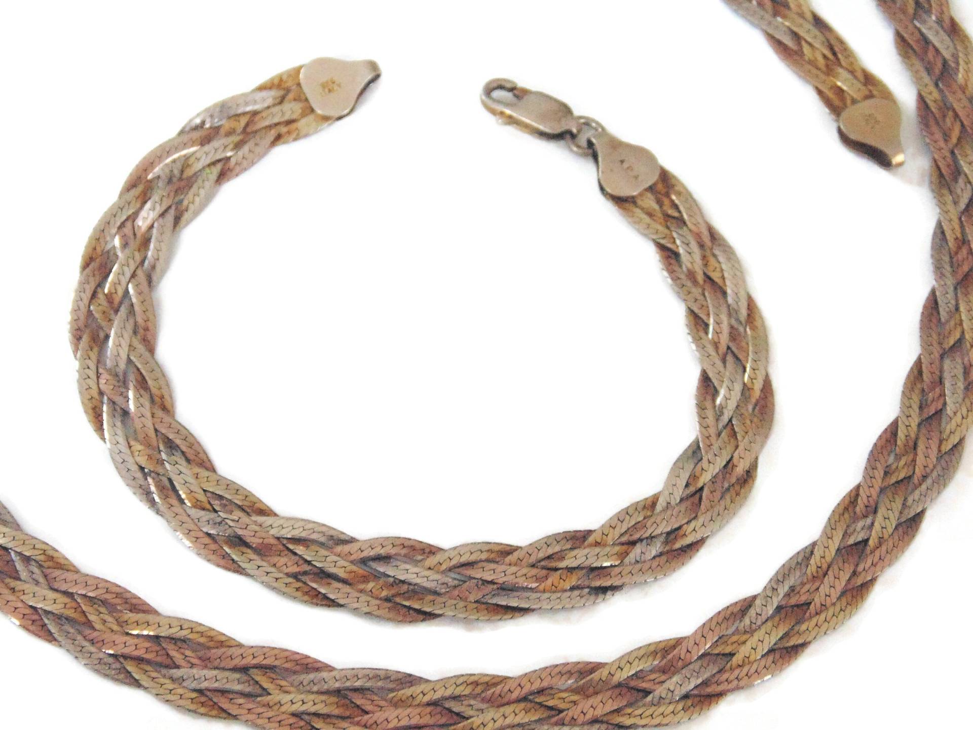 Vintage Estate Sterling Silber Wunderschöne Designer Multistrand 6 Strang Geflochtene Schlange Kette Set Halskette Armband 925 Schmuck von VintageJewelryEden