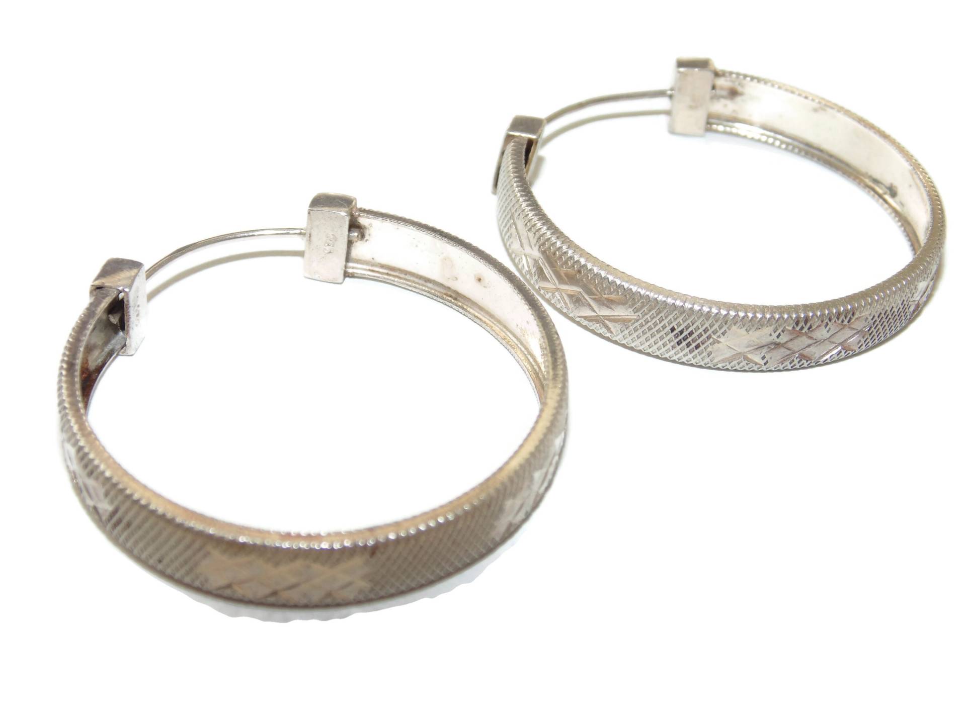 Vintage Geätzte Sterling Silber Creolen Breiter Kreis Schmuck von VintageJewelryEden