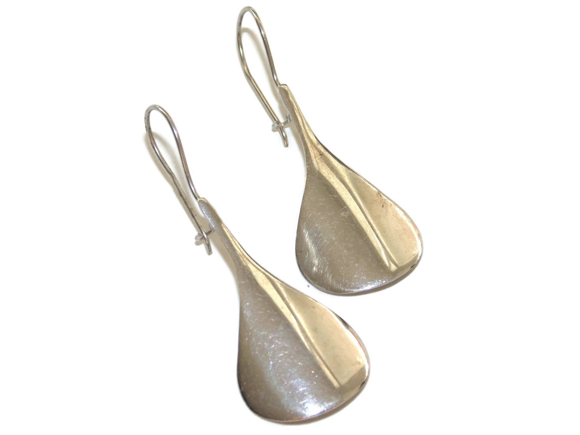Vintage Modernist Sterling Silber Teardrop Ohrringe 925Er Schmuck von VintageJewelryEden