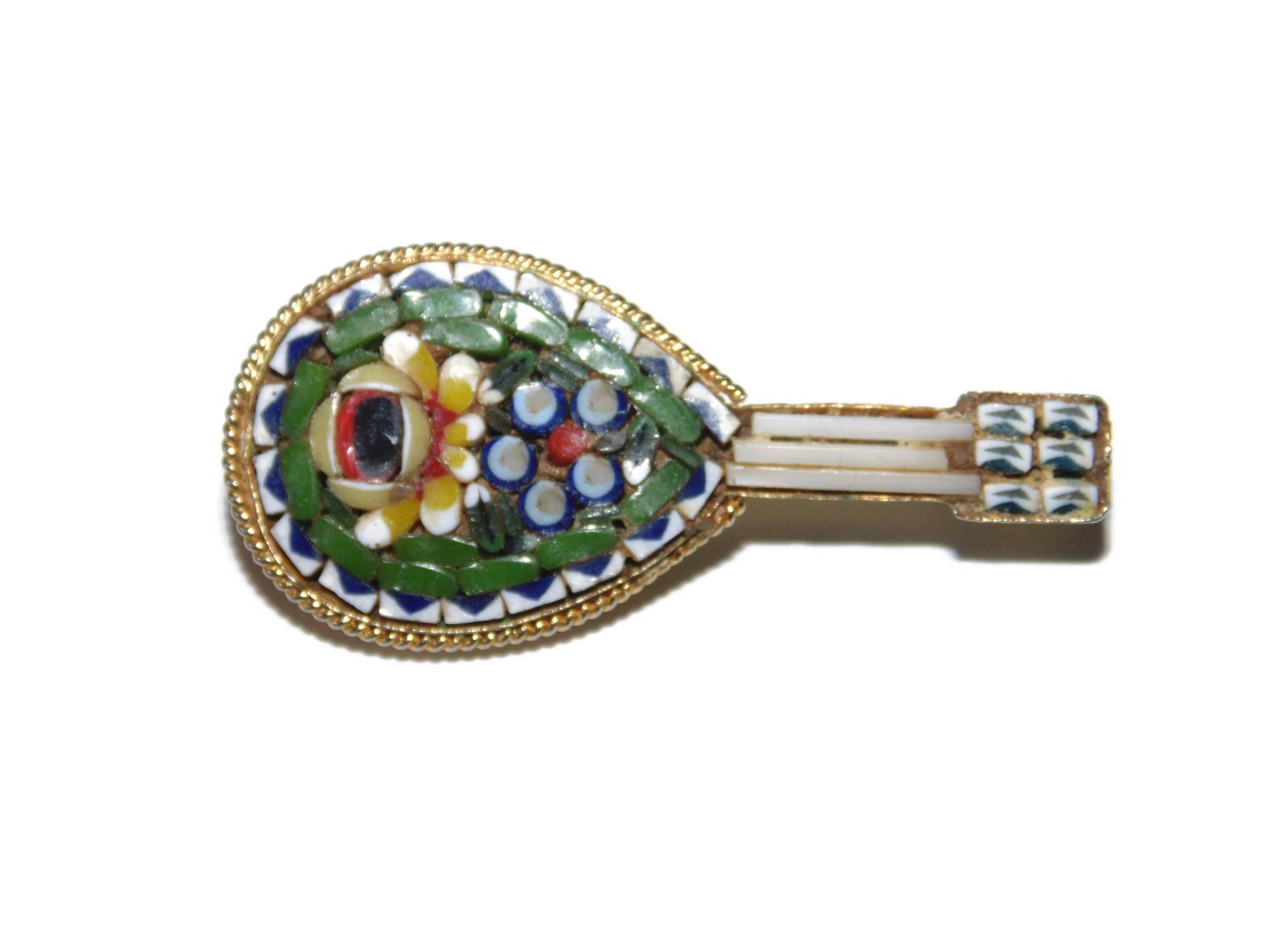 Vintage Nachlass Micromosaic Mini Keramikfliesen Blumen Mandoline Made in Italy Ukulele Brosche Schmuck Geburtstagsgeschenk Für Sie von VintageJewelryEden