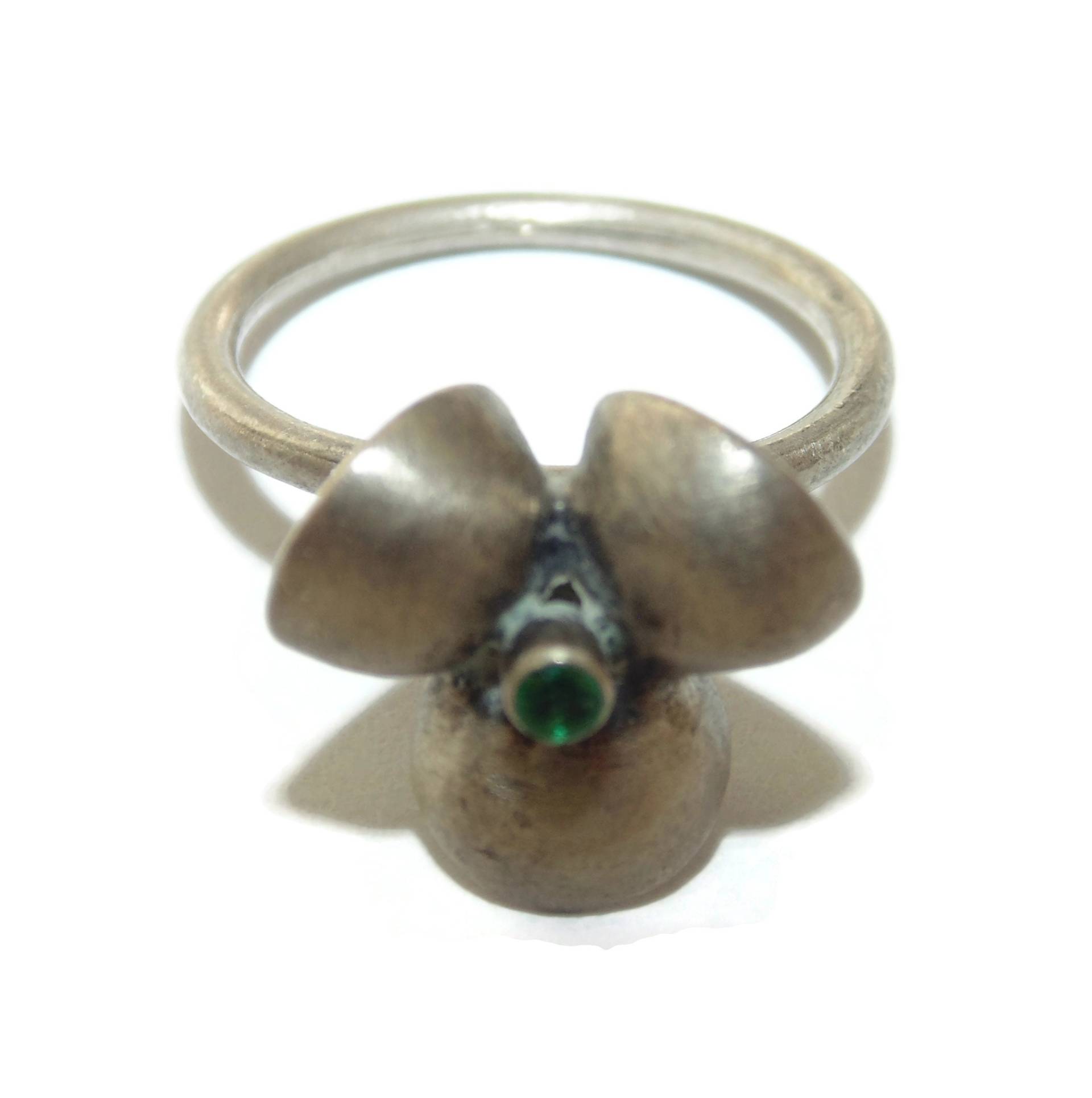 Vintage Sterling Silber Abstrakt Ring Artisan Modernist Schmuck, Größe 14, 5 von VintageJewelryEden