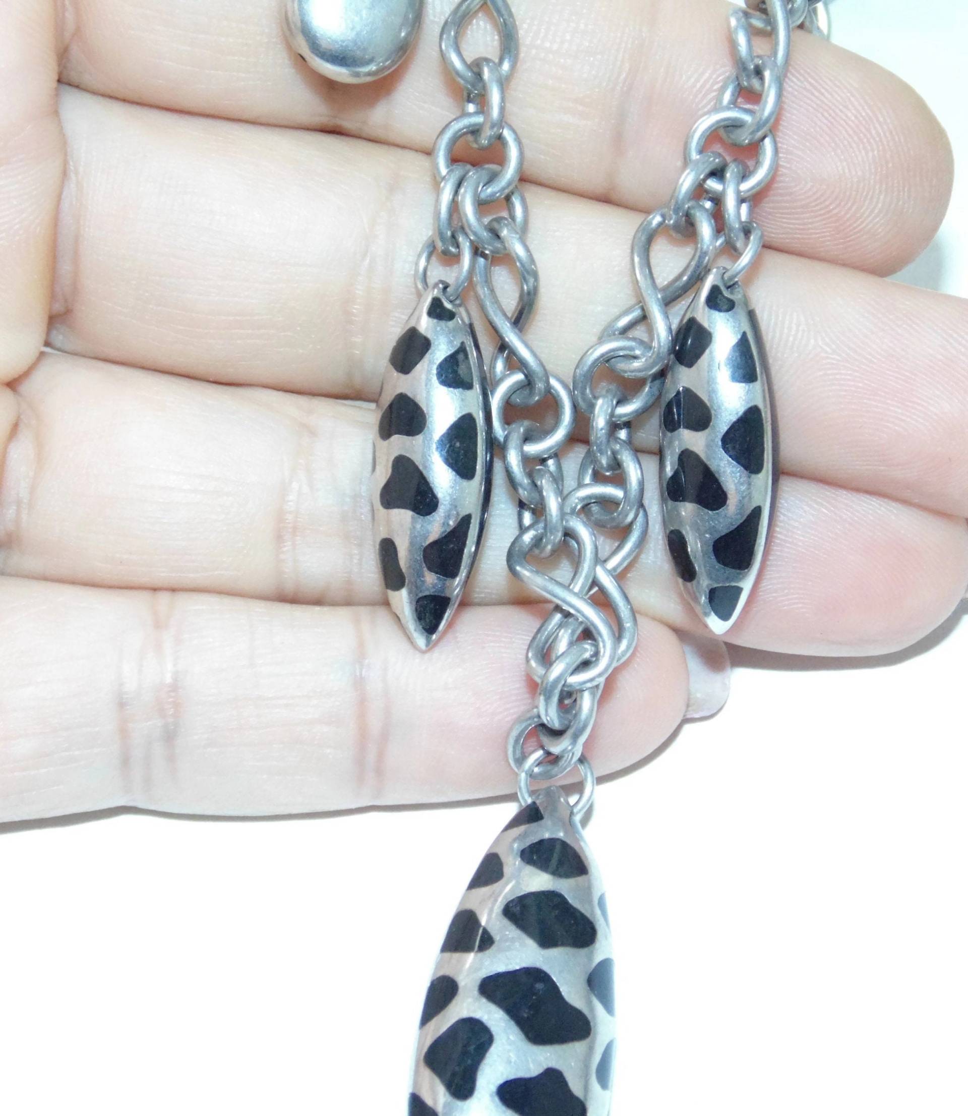 Vintage Sterling Silber Anhänger Schwarze Tropfen Anhänger, Handgefertigter Schmuck von VintageJewelryEden